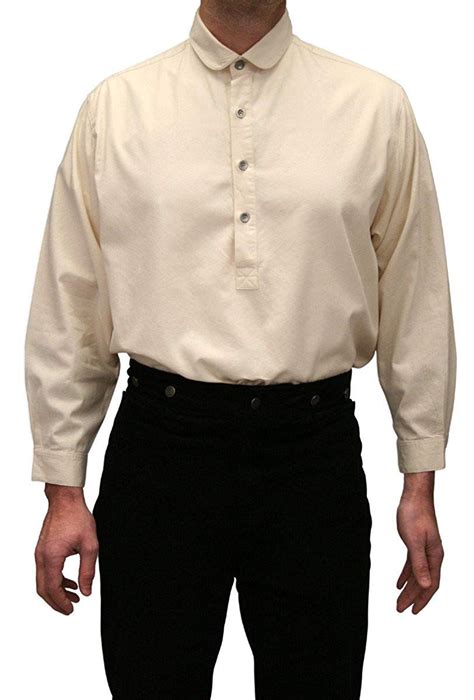 Historical Emporium Mens Edwardian Round Club Collar Dress Shirt At