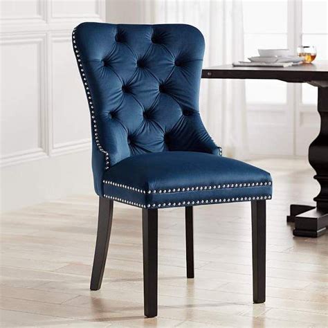 Is great for weeknight meals, dinner parties, or casual brunches with friends. Euphoria Tufted Blue Velvet Dining Chair - #1P330 | Lamps Plus in 2020 | Blue velvet dining ...