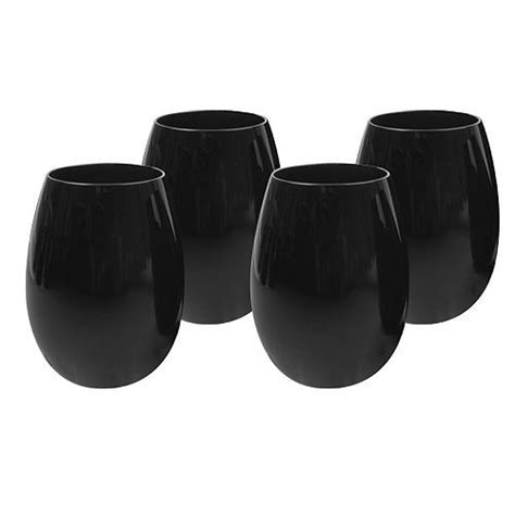 Artland 4 Pc Midnight Black Stemless White Wine Glass Set Wine Glass Set Glass Set Black