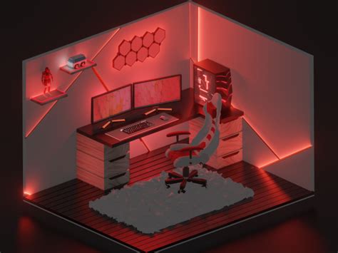 3d Room Design For Red Gaming Setups By Ismail Abdul Aziz On Dribbble