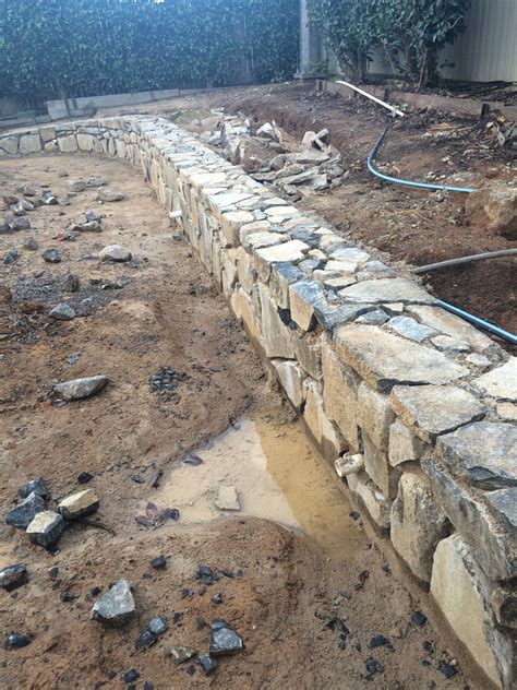 Bluestone Wall In Progress Small Water Feature Landscaping Retaining