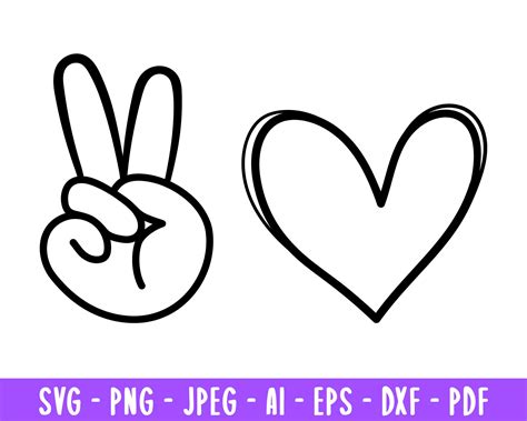 Peace Love Svg Peace Sign Svg Peace Hand Svg Heart Svg Etsy