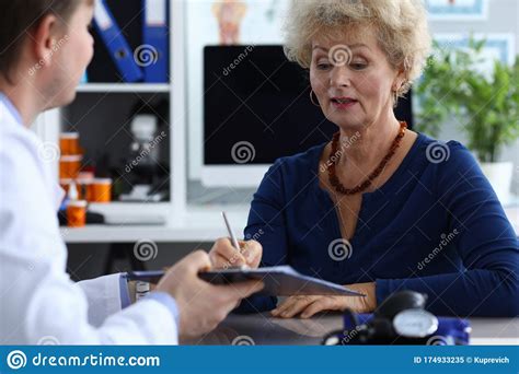Granny At Doctor Stock Image Image Of Grandma Clinical 174933235