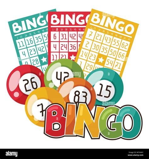 Bingo Or Lottery Game Illustration With Balls And Cards Stock Vector