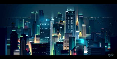 Hong Kong Skyline Building Illustration Cityscape Pixel Art
