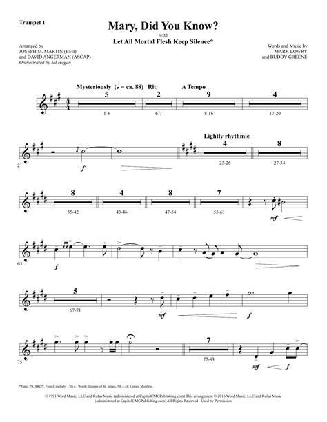 This is a piano solo of mary did you know. Mary, Did You Know? - Bb Trumpet 1 | Sheet Music Direct