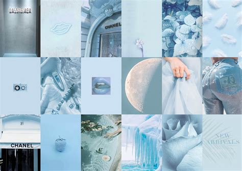 A5 Light Blue Aesthetic Photo Collage Baby Blue Wall Etsy