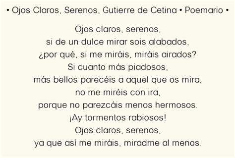 Madrigal Ojos Claros Serenos Gutierre De Cetina Poema Original En