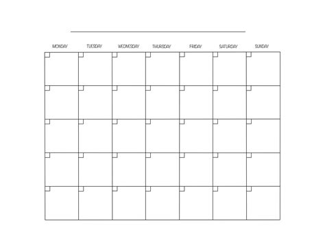 Blank Monthly Calendar Printable Etsy