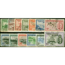 Turks Caicos 1950 Set Of 13 SG221 233 Fine Used Empire Philatelists