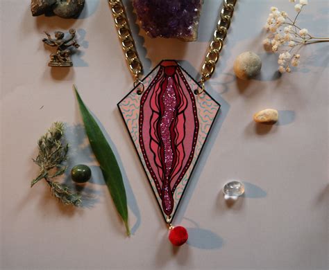 Vagina Necklace With Glitter And Red Period Ball