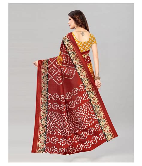 Sherine Red Silk Blend Printed Traditional Saree Buy Sherine Red Silk
