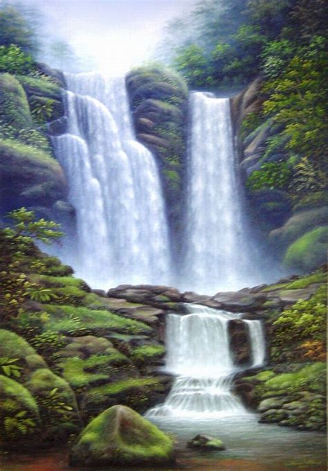 Most Beautiful Waterfalls Painting In Oils Photography Beautiful