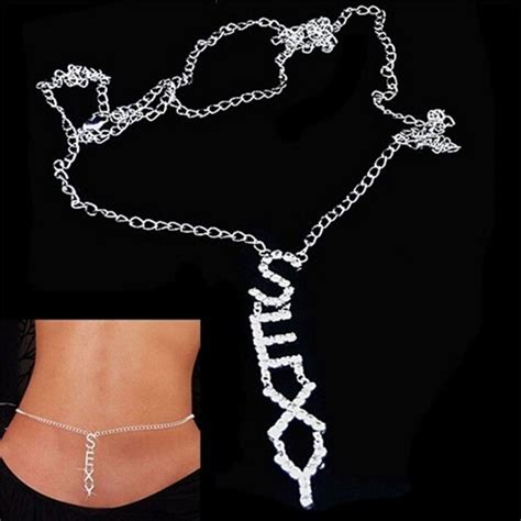 New Fashion Women Sexy Silver Rhinestone Belly Waist Lower Back Chain