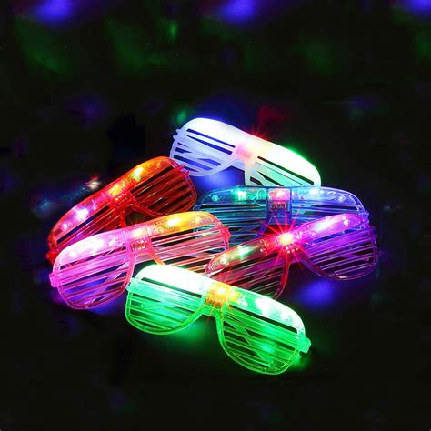 set of 10 flashing led multi color slotted shutter light up show party favor toy glasses 5