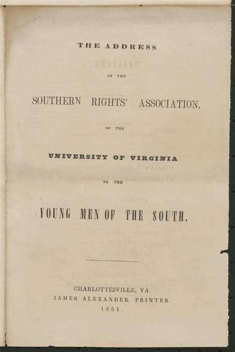 The Address Of The Southern Rights Association Of The University Of