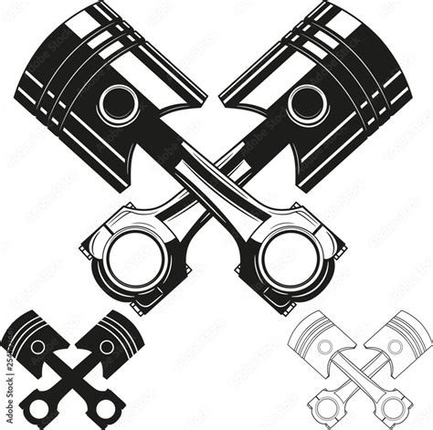 Set Of Two Crossed Engine Pistons Vector Illustration Stock Vector