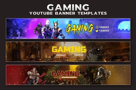 3 Youtube Gaming Banner Template Psd Youtube Banners Youtube Banner
