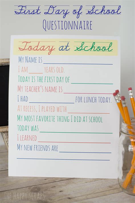 Back To School Questionnaire Printable The Happy Scraps