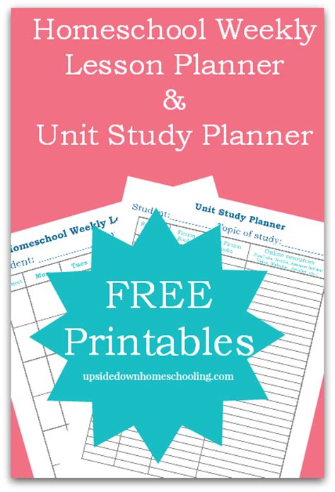 Free Printable Homeschool Weekly Lesson Planner And Unit Study Planner Money Saving Mom