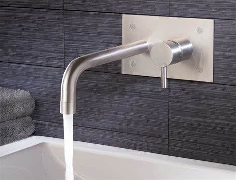 inox brushed stainless steel wall mounted basin mixer tap