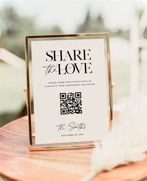 Wedding Qr Code Sign Template Share The Love Qr Code Sign Etsy