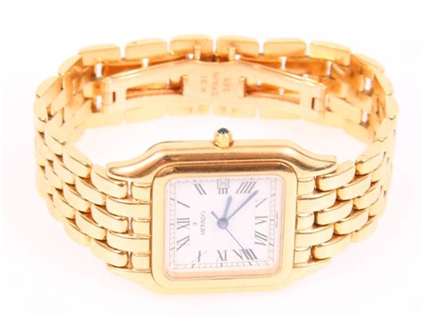 Lot Detail Movado Panther 14k Yellow Gold Bracelet Wristwatch