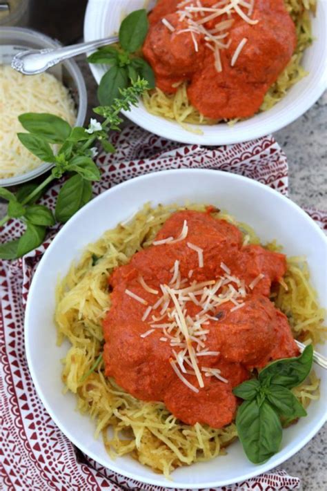 Goat Cheese Spaghetti Squash With Turkey Meatballs Chapis Kitchen