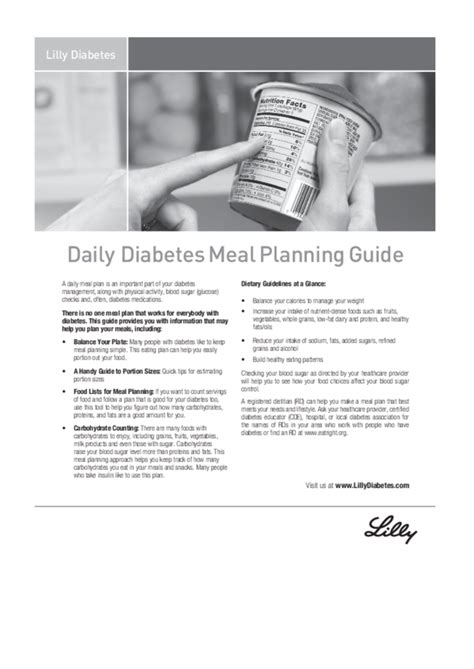 Daily Diabetes Meal Planning Guide Lilly Diabeteswalls
