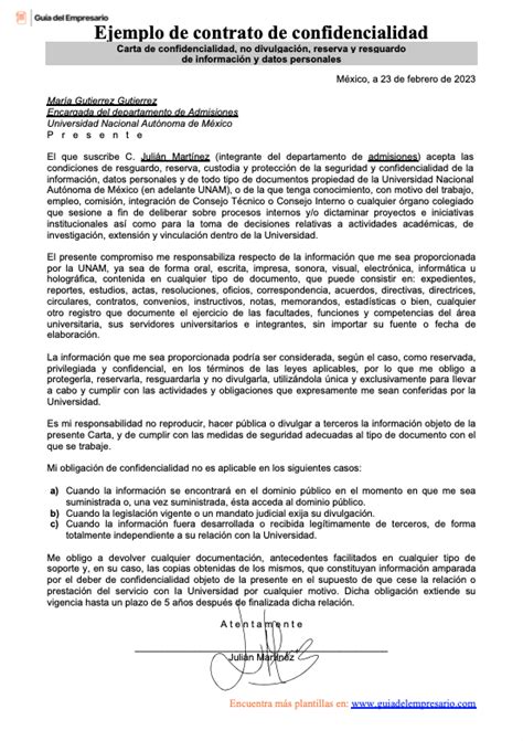 Contrato De Confidencialidad Plantillas Word PDF 2023