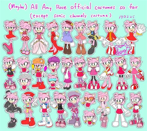 All Amy Rose Official Costumes Sonicthehedgehog