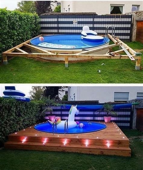 Cool Diy Above Ground Pool Turnt Build In Backyard Pool Designs Backyard Diy Projects Modern
