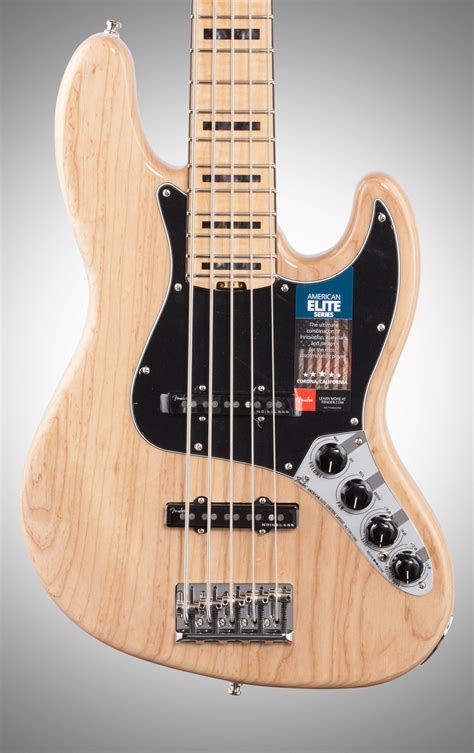 Fender American Elite V Jazz Bass 5 String Maple With Case Natural