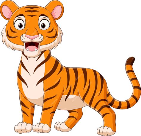 Premium Vector Cartoon Tiger Roaring On White Background
