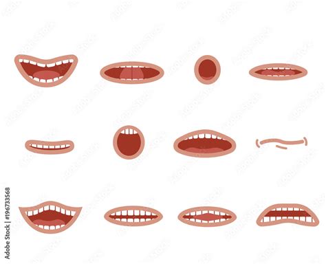 Cartoon Mouths Set Smile Funny Cartoon Mouths Set With Different Expressions Smile With Teeth