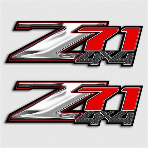 Z71 Chrome And Red 4x4 Sticker Set Aftershock Decals
