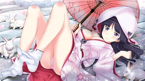 Wallpaper Cosplay Gadis Anime Tanpa Bra Pakaian Jepang Kimono Bijih Ada Imouto Ga Konnani