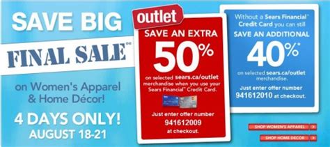 Sears Outlet Canada Save 40 50 Off Extra Discount Promo Code