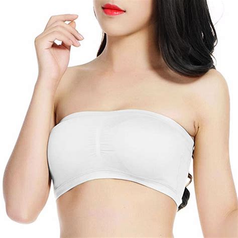 New Ladies Women Seamless Padded Bandeau Bra Boob Tube Tops Comfort Strapless Ebay