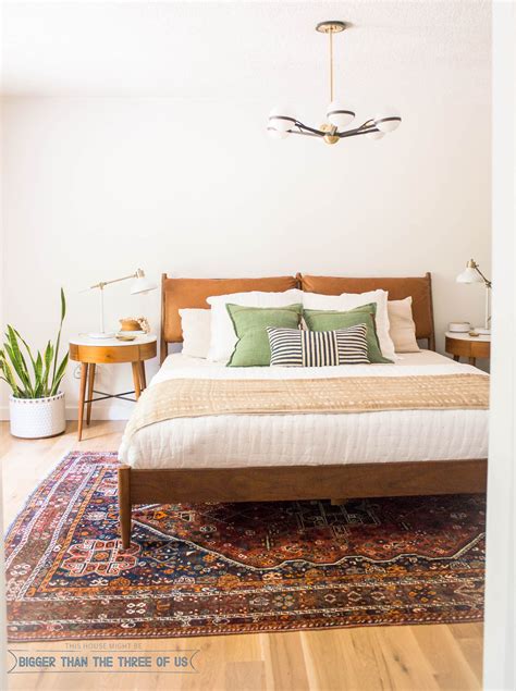 Mid Century Modern Bedroom Featuring Plants White Walls Boho Textures