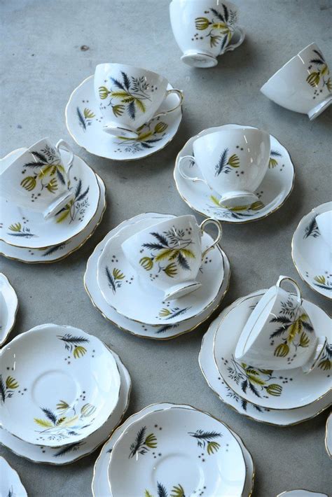 Vintage Colclough China Cups Saucers Plates Tea Set 12 Setting China