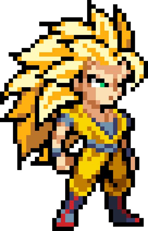 Son Goku Ssj3 By Pusheads On Deviantart Pixel Art Pixel Art Grid