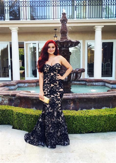ariel winter s prom dress — flaunts cleavage in stunning black lace gown hollywood life