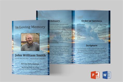 Sunset Funeral Program Template Funeral Program Template Etsy In 2021