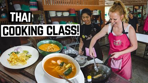 thai food cooking class tom yum khao soi hot basil and more chiang mai thailand youtube