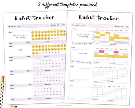 Habit Tracker Printable Habit Tracker Cute Habit Tracker Etsy