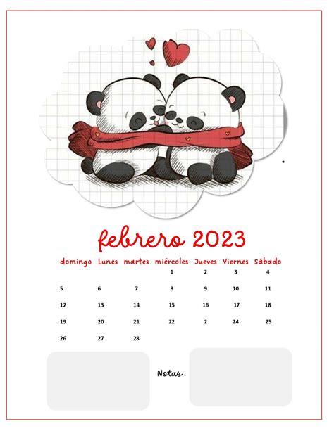 Calendar Febrero 2023 En 2023 Calendario Kawaii Etiquetas Para