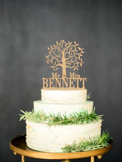 Wooden Cake Topper Mr Mrs Rustic Cake Topper Personalized Tree Wedding