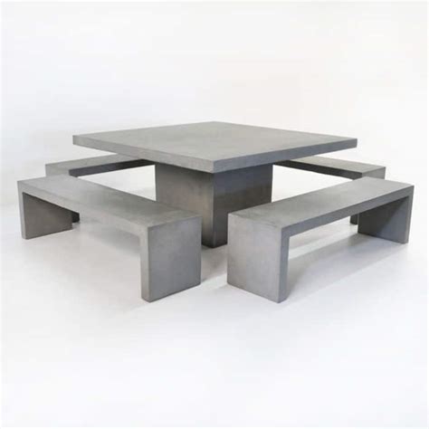 Design Warehouse Square Concrete Table And 4 Bench Set