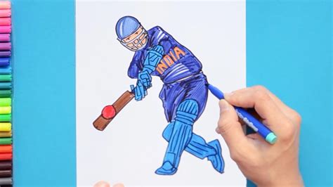 How To Draw A Cricket Batsman Youtube